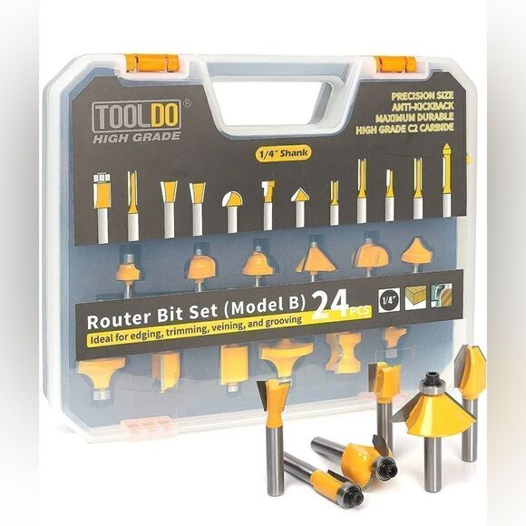Carbide 1/4" Shank Classical Router Bits 24 Piece DIY Kit-Woodworking Tool - Picture 1 of 11